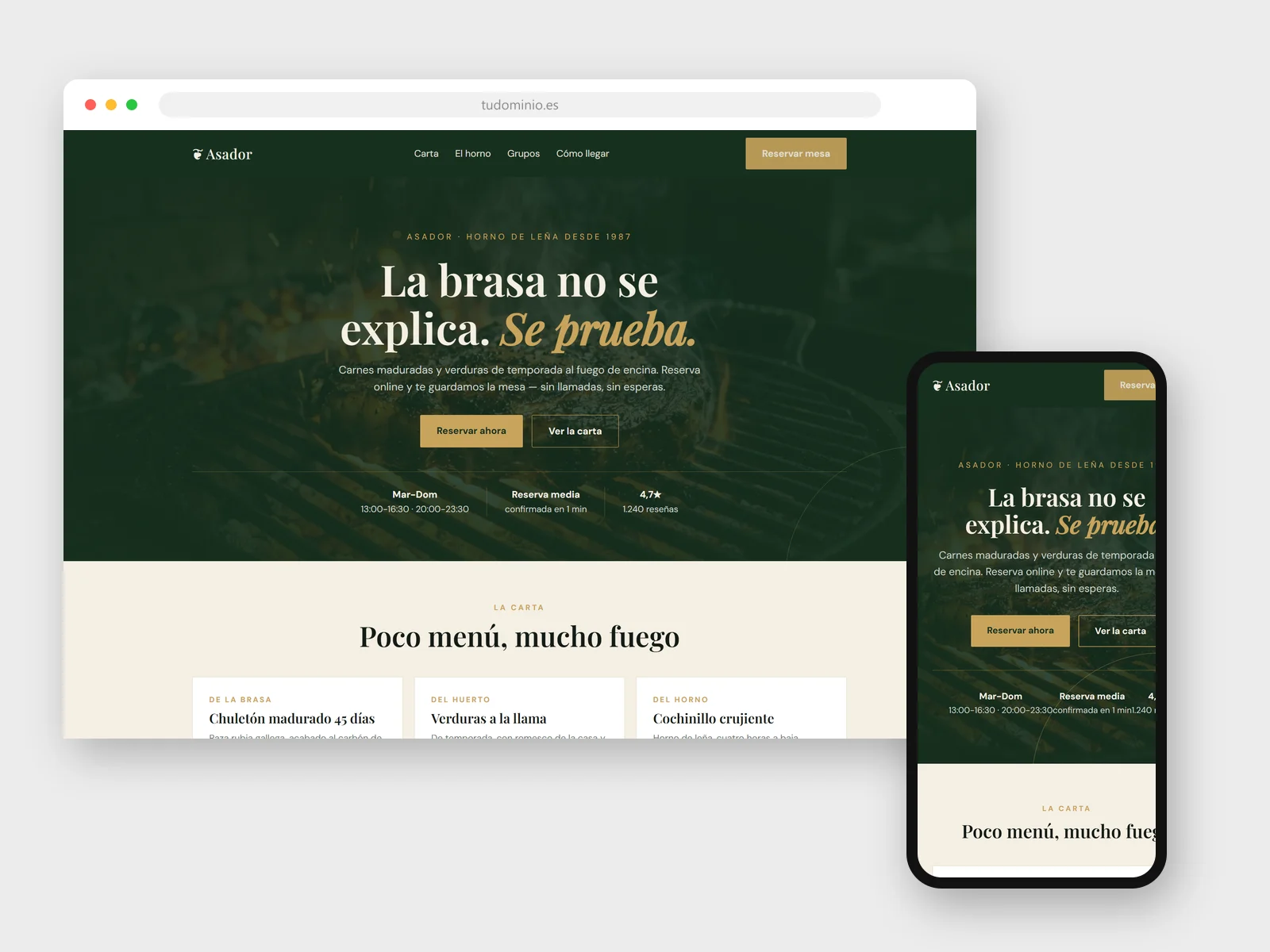 Diseño web para Asador y restaurante