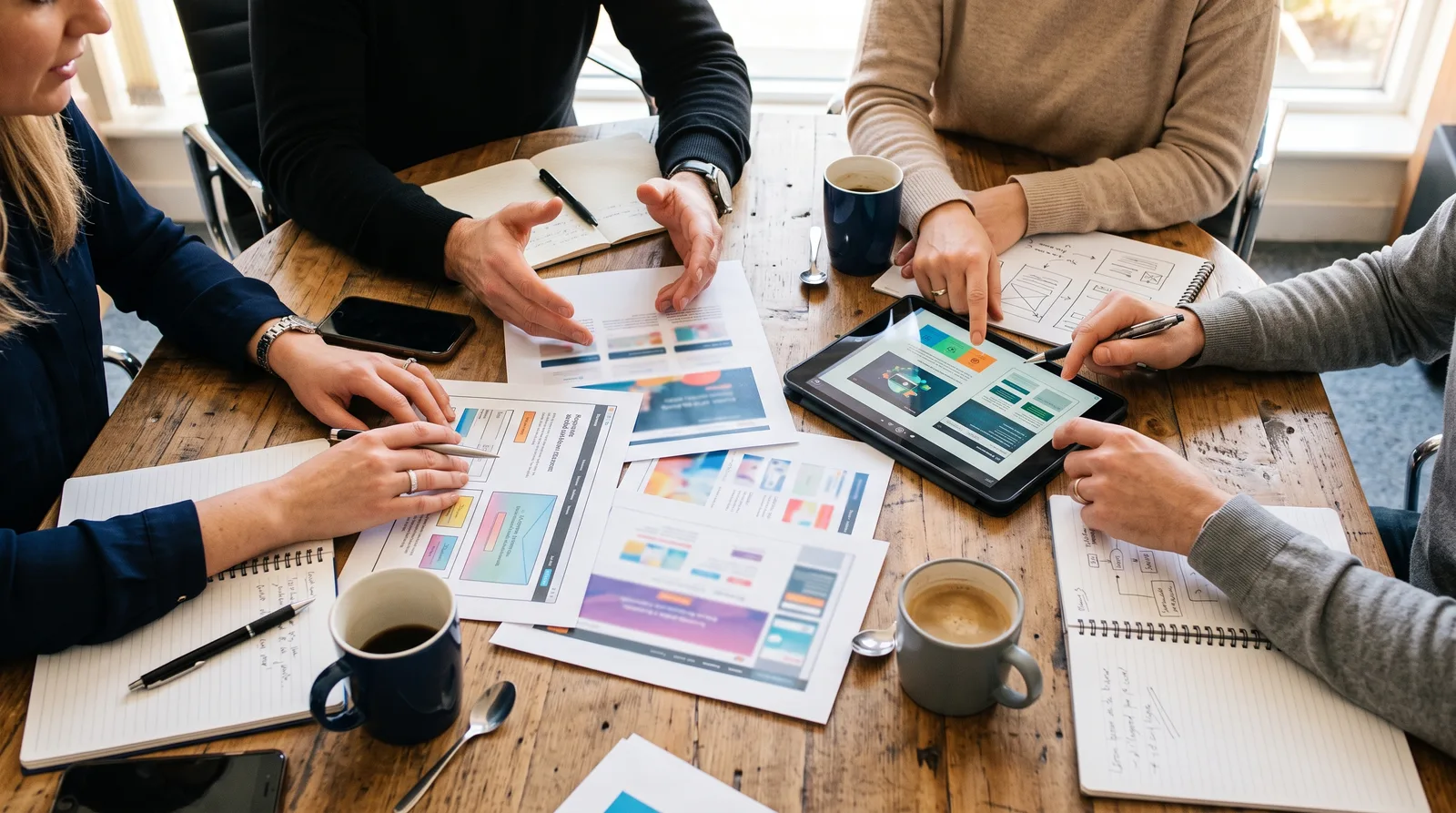 Puesto de trabajo con panel de datos en pantalla